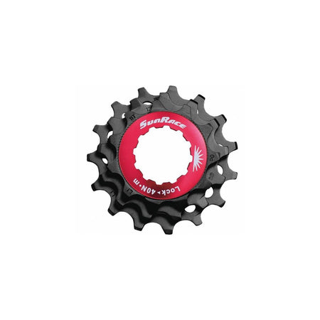SunRace Lockring Rosso+Pignoni (KIT) 10V in Alluminio Nero Corpetto Shimano