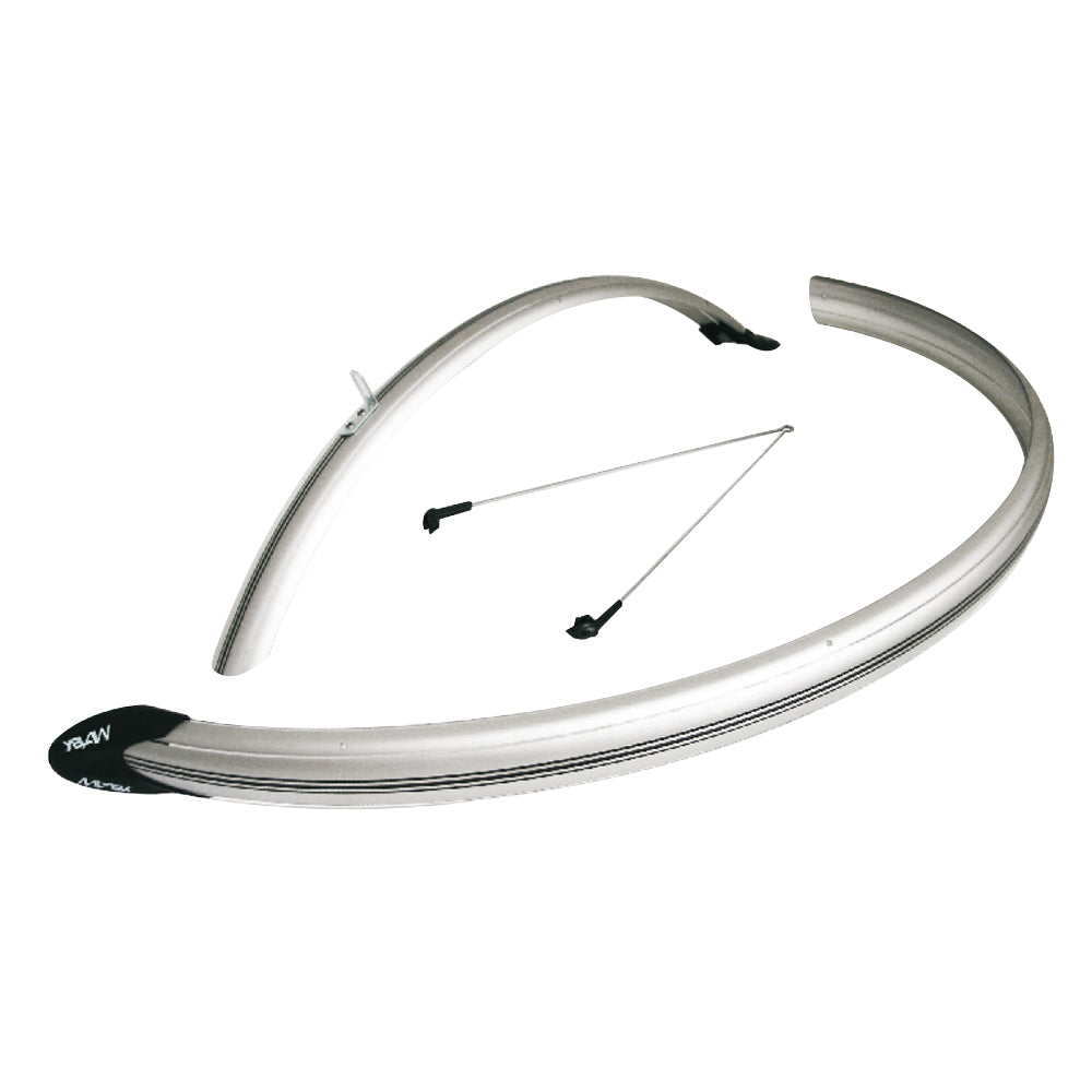 MVTEK Parafango 28" x 45mm in Policarbonato Argento/Nero (Coppia)