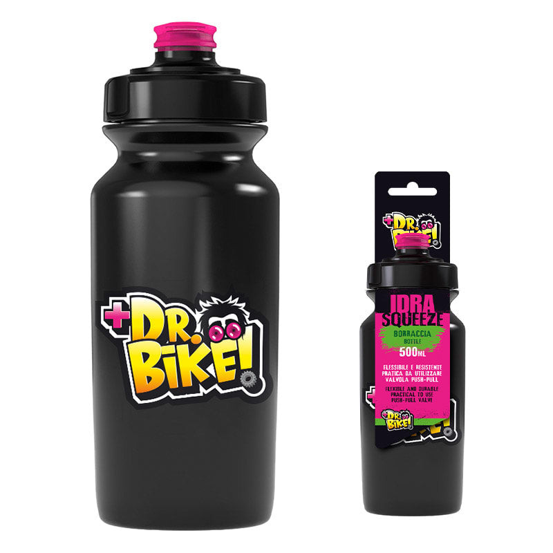 Dr Bike Borraccia 500ml Nera con Tappo Ultra Fucsia