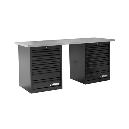 Unior Banco lavoro vuoto Tech Bench 990TB2 con due cassettiere senza schienale e luci 2 m