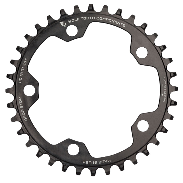 Wolftooth Drop-Stop B BCD 110 5 fori 38 denti, nero, DROP-STOP B (compatibile Eagle e FlatTop, non compatibile SH12 e KMC12)
