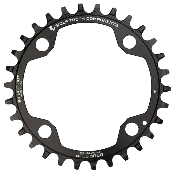Wolftooth Drop-Stop A 94 BCD 4 fori 30 denti, nero, DROP-STOP A (compatibile Eagle, non compatibile FlatTop, SH12 e KMC12)